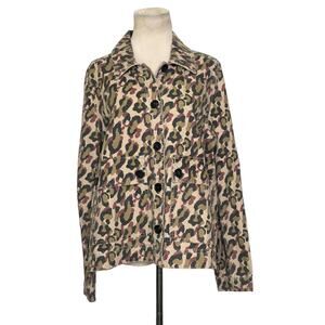 Veronica Beard leopard print denim button jacket size Large